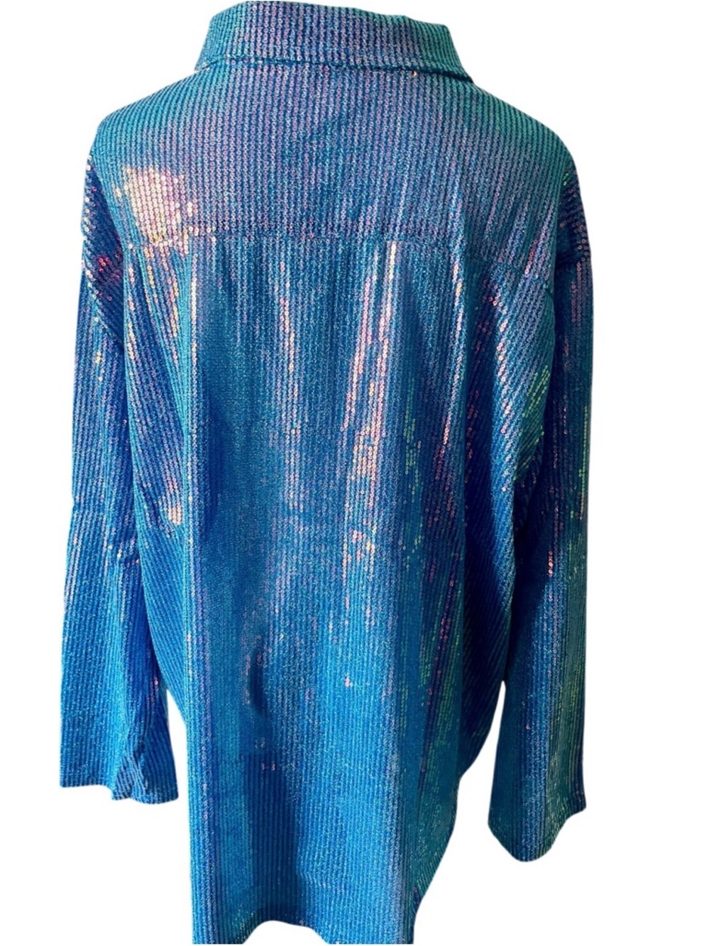 POL Sequin Long Sleeve Top – Blue Ocean (Large) New - Picture 4 of 11